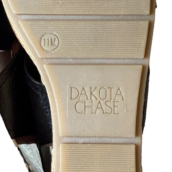 Dakota Chase Sandals Womens 11M Nineth Cross Strap Cork Wedge Snakeskin Black - Picture 8 of 11